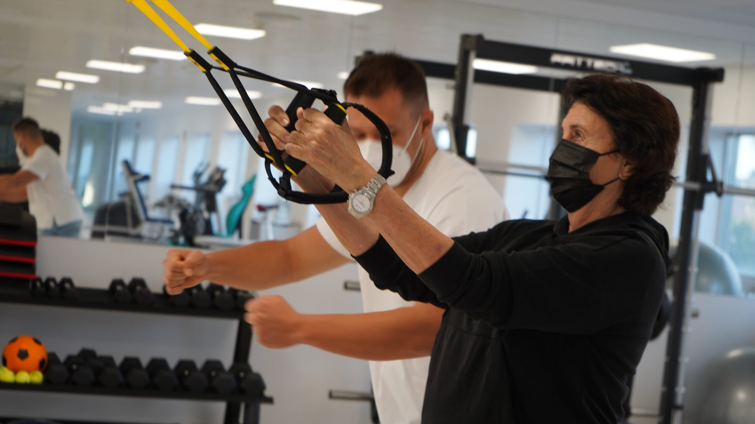 Unidad columna, paciente en el gimnasio